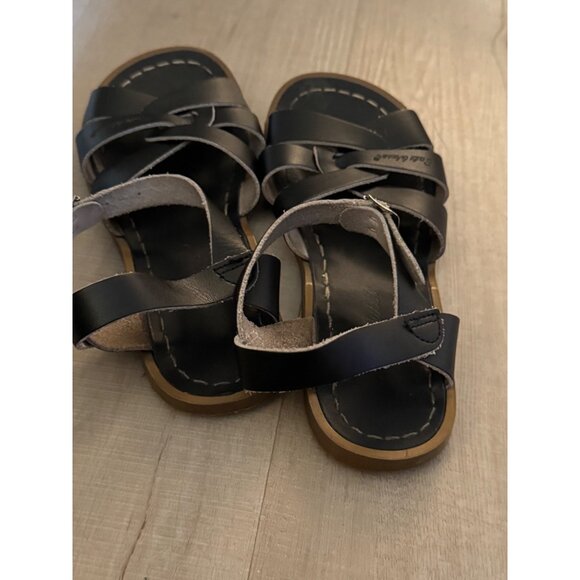 Salt Water Original Leather Sandals Black Size 5 With Adjustable Ankle Strap - Picture 4 of 8